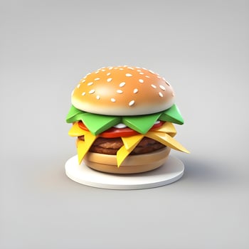 3d Render Burger object illustration photo