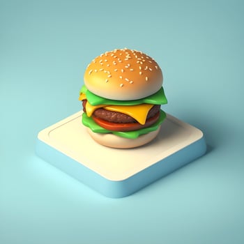 3d Render Burger object illustration photo