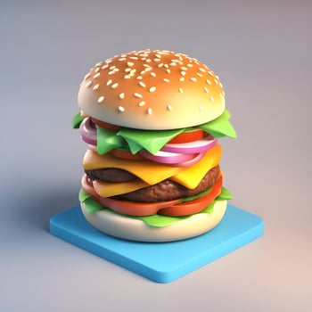 3d Render Burger object illustration photo
