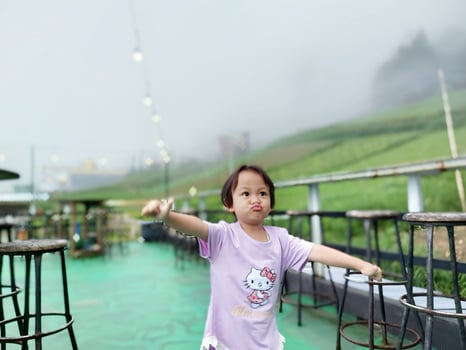 Holidays with family in the mountains, children and parents enjoy enjoying the holiday period, doing positive activities and having fun on Sundays photo