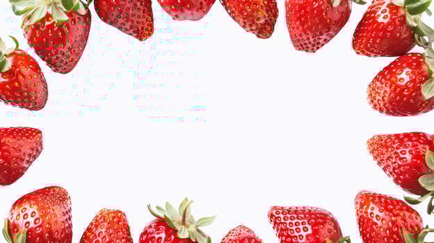 Frame from strawberries on white background photo