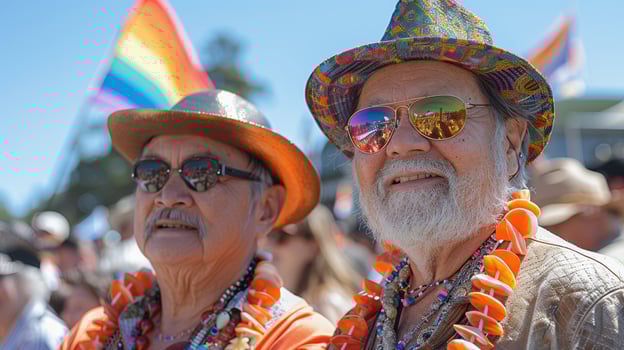 Happy gay man having fun of LGBTQ community photo