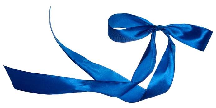 Blue bow for decoration on isolated background photo