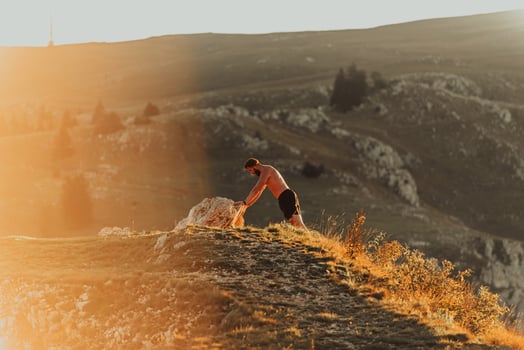 Athlete doing push-ups in the early morning. The concept of a healthy life photo