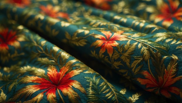 Decorative jungle motifs in a traditional and vintage textile design. photo