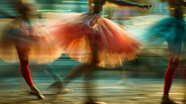 Blurred forms of tutus and tights blending together in a beautiful symphony photo