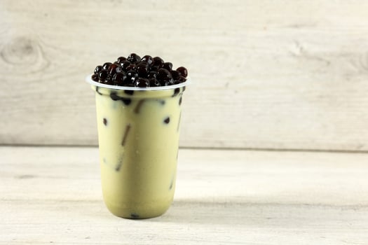 Green Tea Latte with Bubble Boba Taiwan Drink photo
