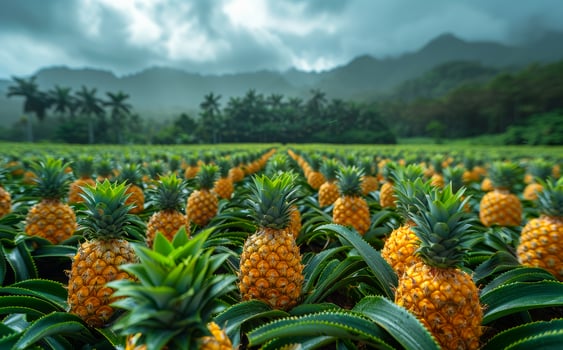 Pineapples on plantation in Hawaii. photo