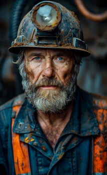 Coal miner with dirty face photo