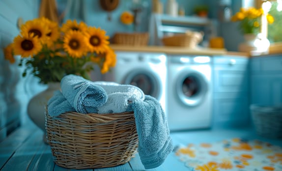Laundry Basket In Blue Kitchen photo
