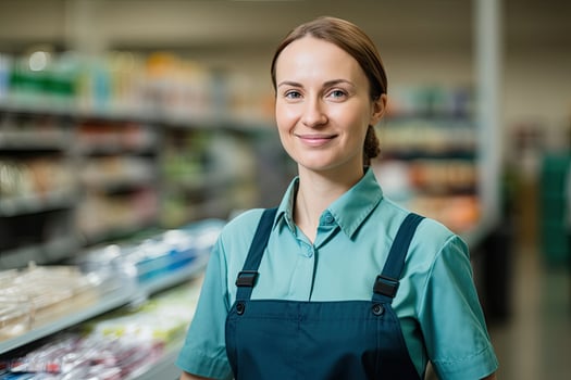 Woman Seller in a Supermarket photo