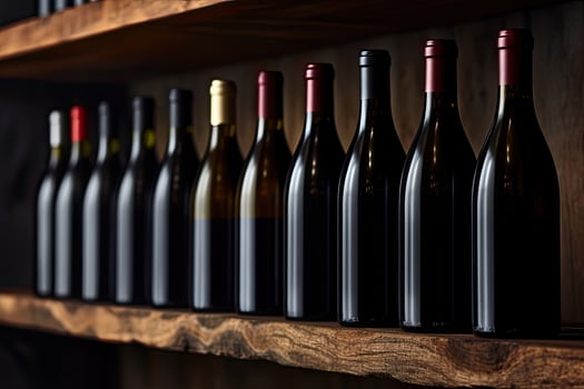 Wine Bottles on a Shelf photo