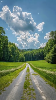 Dirt Road Cutting Through Green Field photo