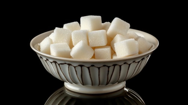 White Bowl Filled With Sugar Cubes on Table photo