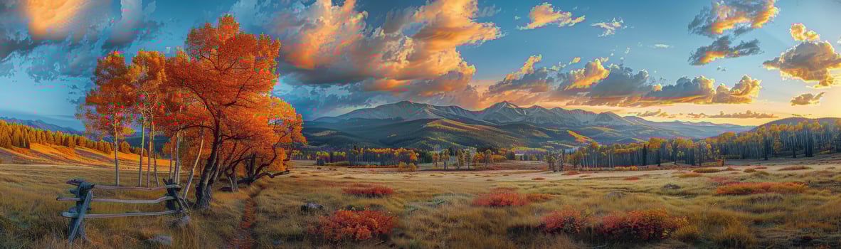 Autumn Landscape With Colorful Trees and Blue Sky in the Mountains photo
