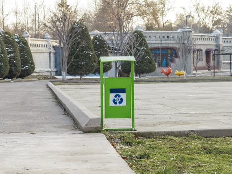 Garbage containers in the city environmental protection theme photo