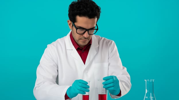 Young scientist experimenting with chemistry photo