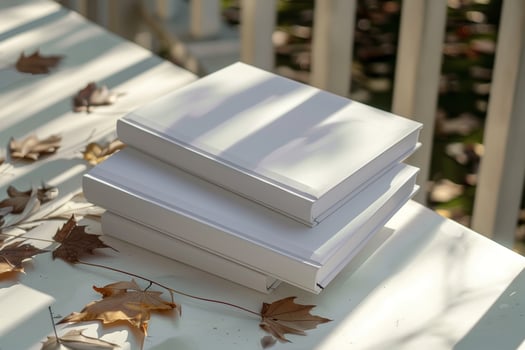 Notepads cover mockup, autumn background photo