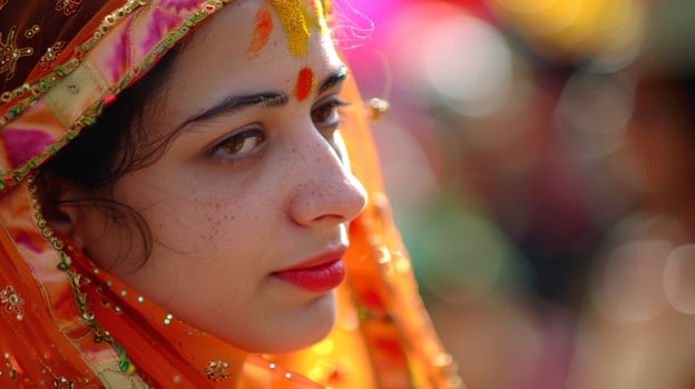 The cultural parade is softened by a dreamy out of focus lens photo