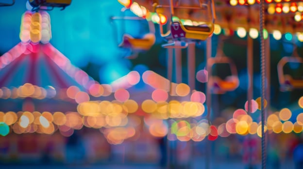A vibrant defocused setting beckons visitors to the whimsical world of the outdoor carnival photo