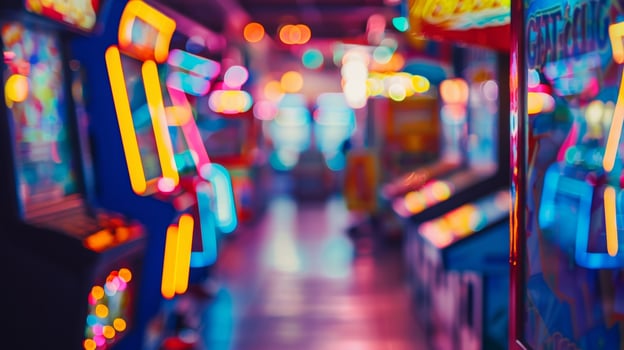 Defocused arcade games adding to the lively atmosphere photo