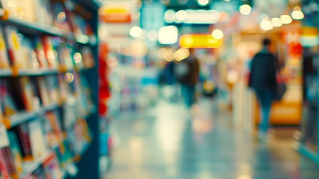 Vague book titles catching the eye amidst the hustle and bustle of the fair photo