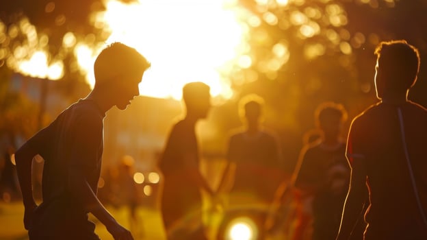 Silhouettes of players engrossed in the game photo