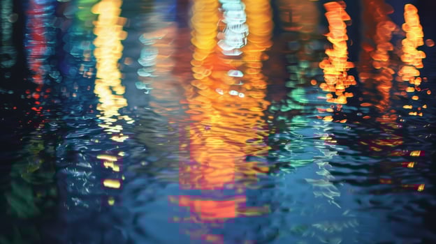 Blurred reflections of light dancing on the shimmering water photo