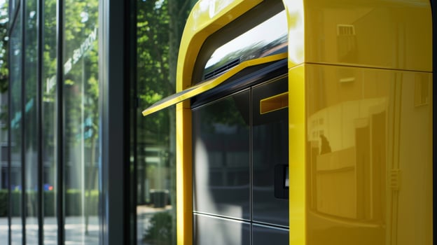 The sleek design of the solarpowered ATM blends seamlessly into its urban surroundings photo