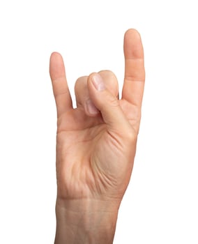 Rock fingers, hand gesture, sign isolated on white background photo