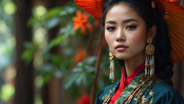A Young Vietnamese woman in national costume. photo