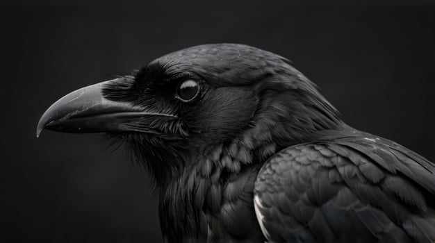 black raven on black background photo