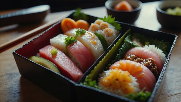 shoukadou style japanese traditional bento. photo