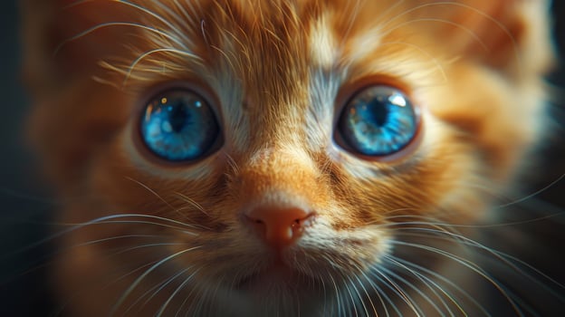 A kitten with blue eyes is staring at the camera photo