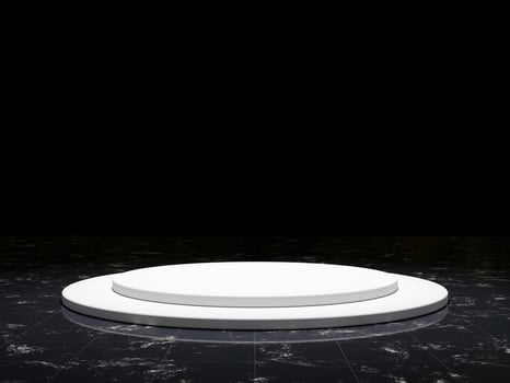 3d display product black minimal scene with geometric podium platform. cylinder background 3d rendering with podium on marble floor. stand for cosmetic products. Stage showcase on pedestal 3d studio photo