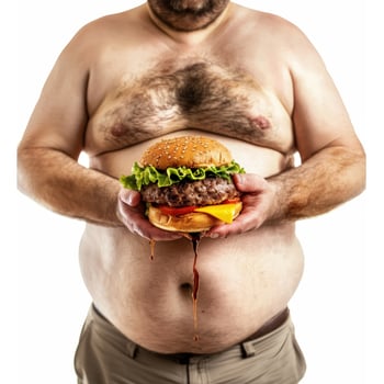 Unhealthy lifestyle choices man with burger photo