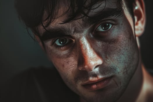 Intense male portrait in dramatic lighting photo