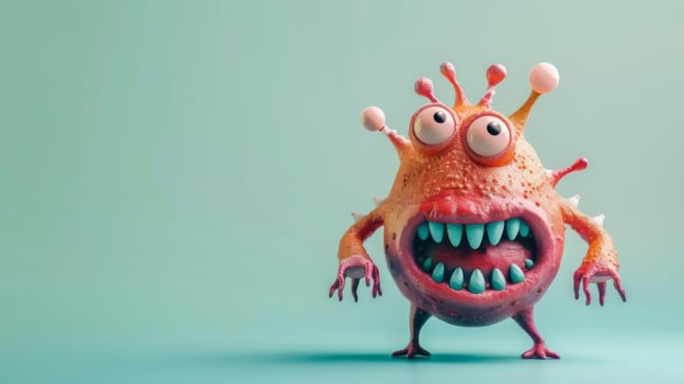 A cartoon monster with large eyes and teeth photo