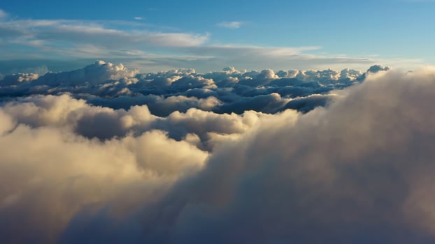 Aerial view of clouds at sunrise photo