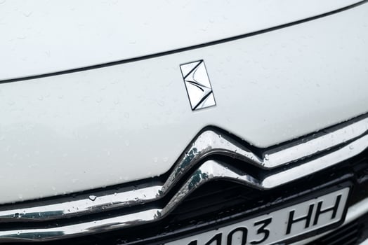 Kyiv, Ukraine - June 16, 2024. A Citroen DS5 car logo sign close-up. photo