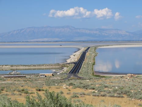 Davis County Causeway, Road to Antelope Island State Park, Utah, USA photo