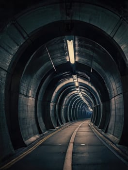 a long tunnel with a light at the end photo