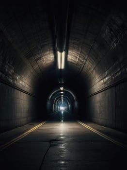 a long tunnel with a light at the end photo