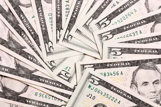 US Dollar bills. one hundred dollar bills background. Top view of business concept on background with copy space photo