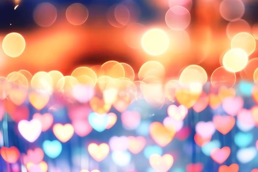 Festive cheerful bokeh background blurred glitter joy blue orange. . photo