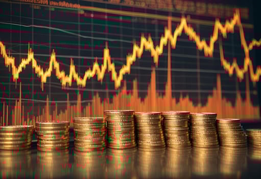 Stock market graph with coins photo