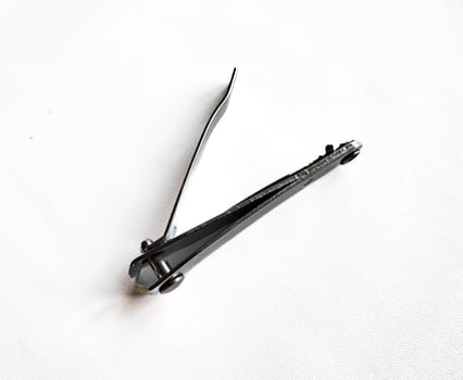 Cut nail clippers metal. Isolated on white background photo