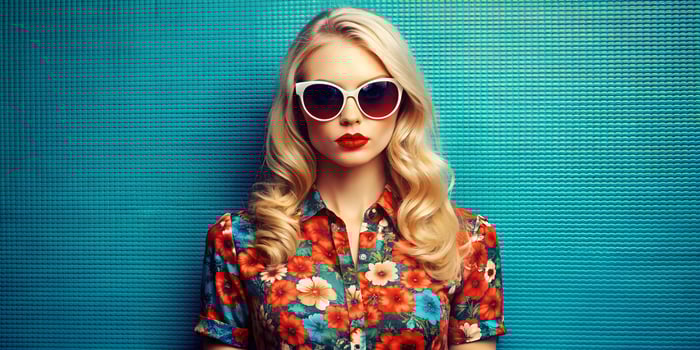 Enigmatic Elegance. Chic Blonde in Dark Sunglasses photo