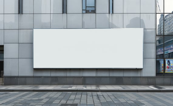 Blank Billboard on a City Street in Autumn photo
