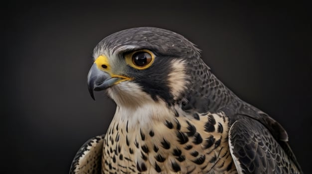a close up of a peregrine falcon on a black background photo